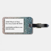 Girly Turquoise Blue Silver Ombre Glitter Sparkles Bagagelabel (Achterkant horizontaal)