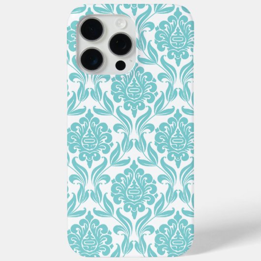 Girly Turquoise Damask Pattern Case-Mate iPhone Case (Achterkant)