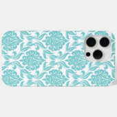 Girly Turquoise Damask Pattern Case-Mate iPhone Case (Achterkant (horizontaal))