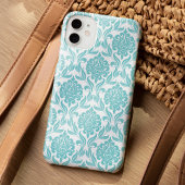 Girly Turquoise Damask Pattern Case-Mate iPhone Case