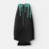 Girly Turquoise Dripping Glitter Monogram Naam Flesjeskoeler (Achterkant)