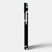 Girly Turquoise Glitter Hearts Monogram Case-Mate iPhone Case (Achterkant / Links)