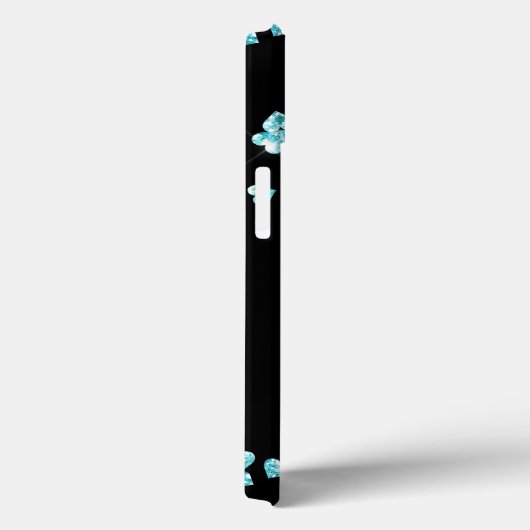 Girly Turquoise Glitter Hearts Monogram Case-Mate iPhone Case (Achterkant / Rechts)