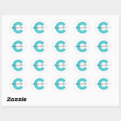 Girly Turquoise Glitter Letter C Monogram Ronde Sticker (Vel)
