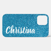 Girly Turquoise Glitter Name Persoonlijk Case-Mate iPhone Case (Achterkant (horizontaal))