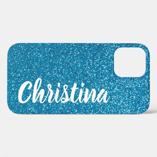 Girly Turquoise Glitter Name Persoonlijk Case-Mate iPhone Case (Achterkant (horizontaal))