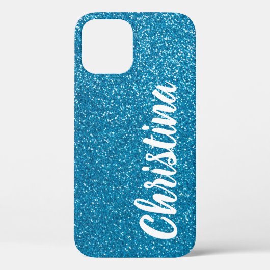 Girly Turquoise Glitter Name Persoonlijk Case-Mate iPhone Case (Achterkant)