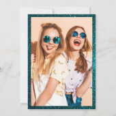 Girly turquoise glitter script chic Sweet 16 Kaart (Achterkant)