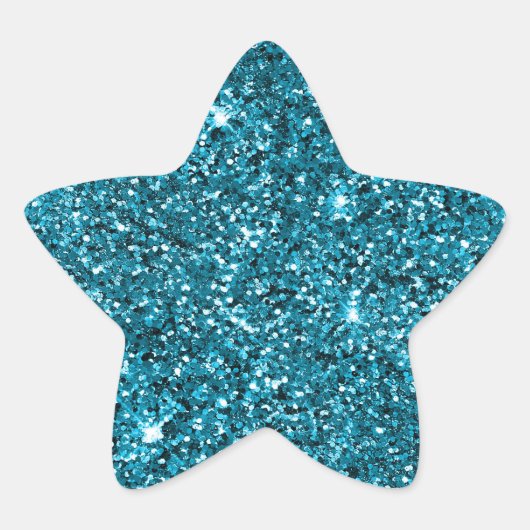 Girly Turquoise Glitter Ster Sticker (Voorkant)