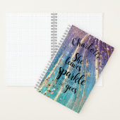 Girly Turquoise Gold Mermaid Glitter Custom Name Notitieboek (Binnen)