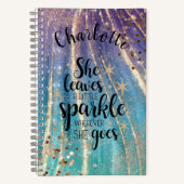 Girly Turquoise Gold Mermaid Glitter Custom Name Notitieboek (Voorkant)