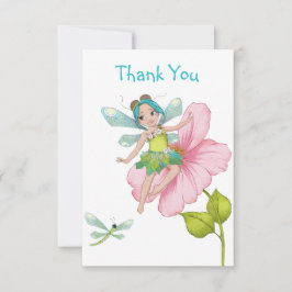 Girly Turquoise Green Pink Dragonfly Bedankkaart