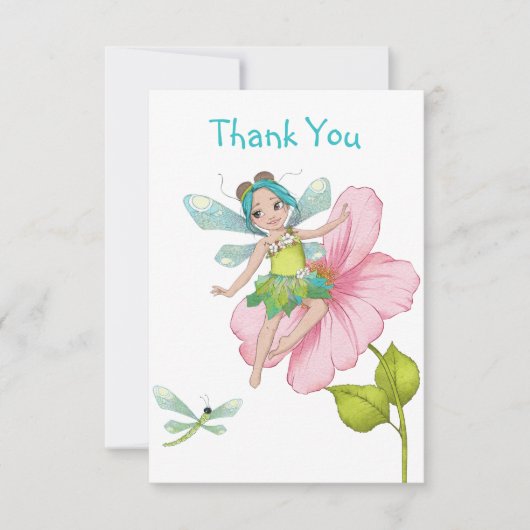 Girly Turquoise Green Pink Dragonfly Bedankkaart (Voorkant)
