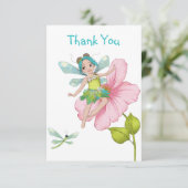 Girly Turquoise Green Pink Dragonfly Bedankkaart (Staand voorkant)