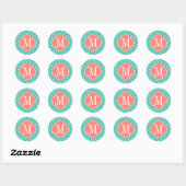 Girly Turquoise & Koraal Tribal Pijlen Aangepast Ronde Sticker (Vel)
