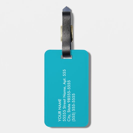 Girly Turquoise Painted Stripes Monogram en naam Bagagelabel (Achterkant verticaal)