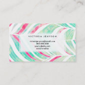 Girly Turquoise Pink Waterverf handgetekend patroo Visitekaartje (Achterkant)