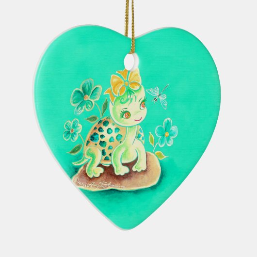 Girly Turtle Keramisch Ornament (Rechts)