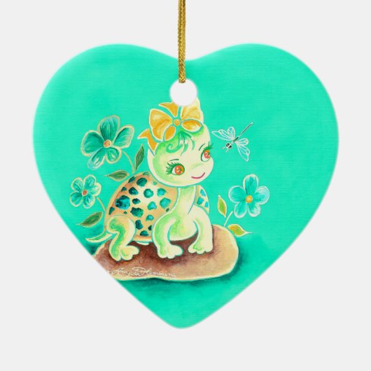 Girly Turtle Keramisch Ornament (Achterkant)