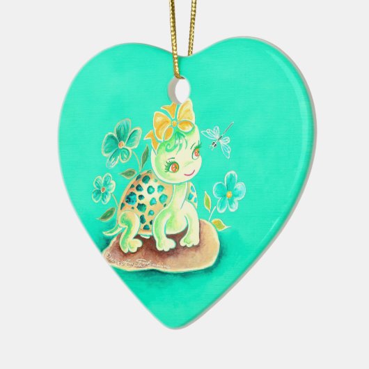 Girly Turtle Keramisch Ornament (Links)