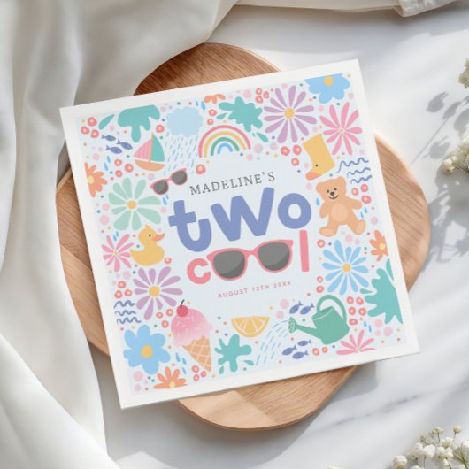 Girly Two Cool Summer Splash 2de verjaardag Servet