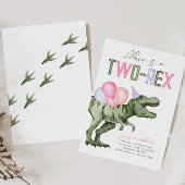 Girly Two-Rex Dinosaurus Verjaardag Uitnodiging