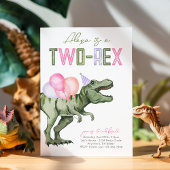 Girly Two-Rex Dinosaurus Verjaardag Uitnodiging