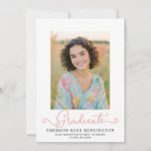 Girly Typografie Hand getrokken Afstuderen Foto Aankondiging (Voorkant)