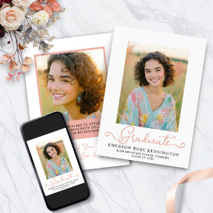 Girly Typografie Hand getrokken Afstuderen Foto Aankondiging