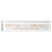 Girly typografie kopergoud wit huis kantoor naambordje (Voorkant)