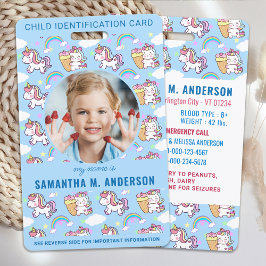 Girly Unicorn Aangepaste Foto Kind Identificatie Badge