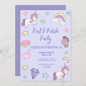 Girly Unicorn en regenboogverjaardag Kaart (Voorkant / Achterkant)