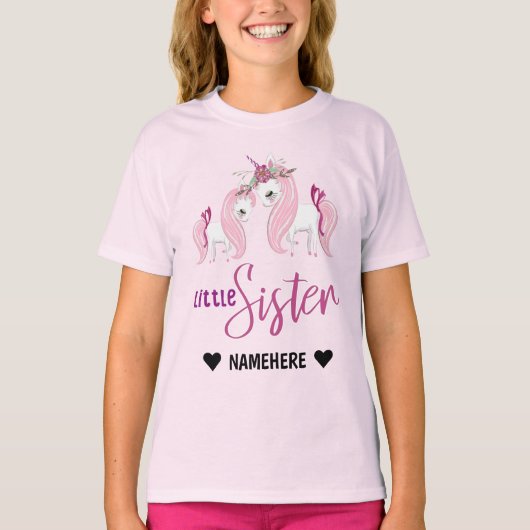 Girly Unicorn Little Sister T-shirt (Voorkant)
