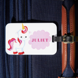 Girly Unicorn Pink Travel Vacation Kinder ID Bagagelabel