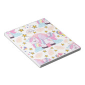 Girly Unicorn Rainbow Stars Aangepaste naam Notitieblok (Schuin)
