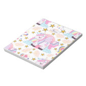 Girly Unicorn Rainbow Stars Aangepaste naam Notitieblok (Linkerzijde)