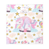Girly Unicorn Rainbow Stars Aangepaste naam Notitieblok (Voorkant)