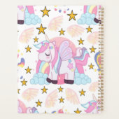 Girly Unicorn Rainbow Stars Aangepaste naam Planner (Achterkant)
