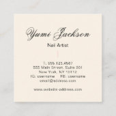 Girly Unieke Roze Nail Manicurist Schoonheid Vierkante Visitekaartje (Achterkant)