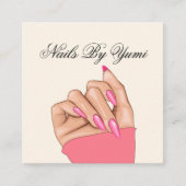 Girly Unieke Roze Nail Manicurist Schoonheid Vierkante Visitekaartje (Voorkant)