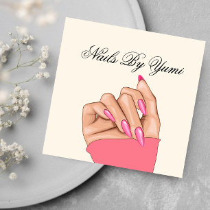 Girly Unieke Roze Nail Manicurist Schoonheid Vierkante Visitekaartje