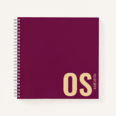 Girly Unique Bourgondië Monogram Typografie Notitieboek (Voorkant)