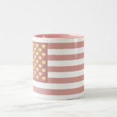 Girly US Flag Blush Pink Patriotic Tweekleurige Koffiemok (Center)