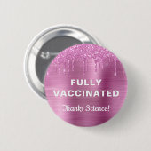 Girly Vaccinated Pink Glitter Ronde Button 5,7 Cm (Voorkant /achterkant)