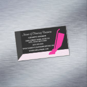 Girly Vacuum Pink and Black Housekeeping Service Visitekaartje Magneet (Voorbeeld)