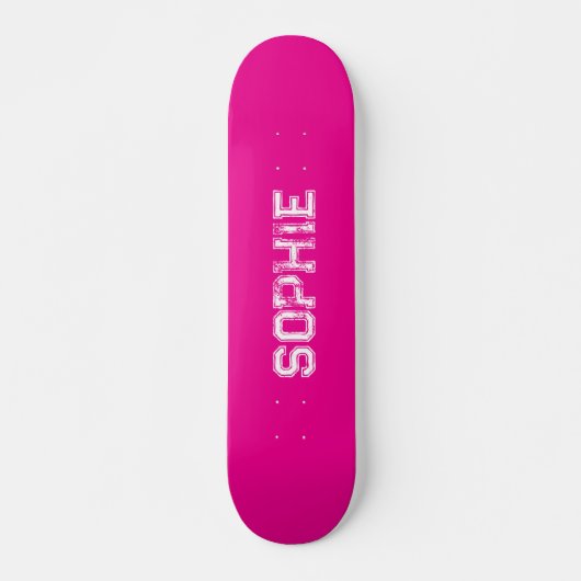 Girly Varsity Roze Skateboard gepersonaliseerde na (Voorkant)