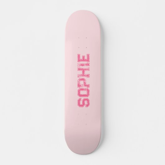 Girly Varsity Roze Skateboard gepersonaliseerde na (Voorkant)