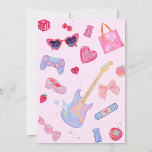 Girly verjaardagsfeestje kaart (Achterkant)