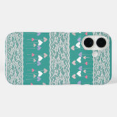 Girly versierd hartpatroon met kant Turquoise Case-Mate iPhone Case (Achterkant (horizontaal))