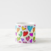 Girly Vibrant Hearts Schattigee romantische Valent Espresso Kop (Voorkant)
